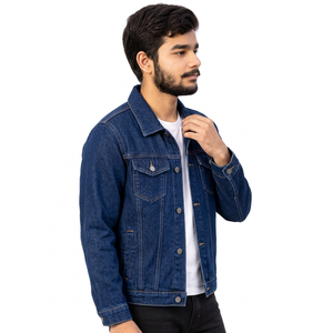 Vestes en jean personnalisées avec logo brodé Vestes en jean personnalisées pour les marques de vêtements Denim noir Livraison rapide - Product Image 2