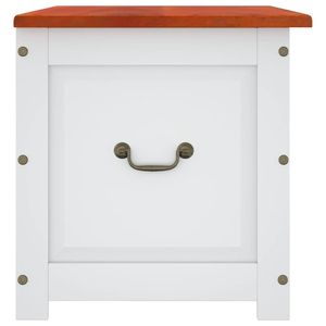 Coffre de rangement en bois d'acacia massif et bois d'ingénierie, marron et blanc, pour salon - Product Image 5