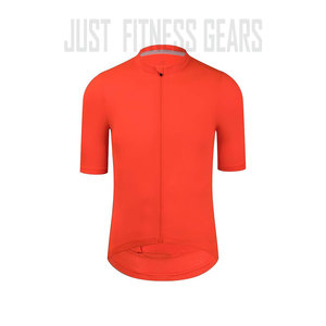 Maillot de cyclisme pour hommes et femmes, manches courtes, couleur unie rouge, vêtements de sport d'été - Product Image 1