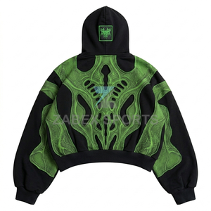 Vintage Washed Double Layer Hooded Sweatshirt Distressed Finish OEM Custom Winter Streetwear 100% Cotton Acid Digital <b>2</b> Pcs - Product Image 2