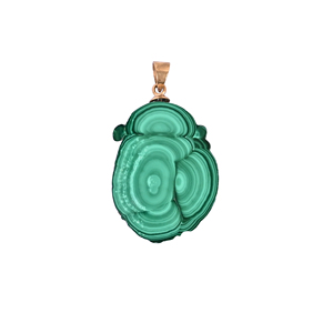 Pendentif en malachite naturelle, stalactite, laiton plaqué or, 7,8 g, pierre verte unique - Product Image 1