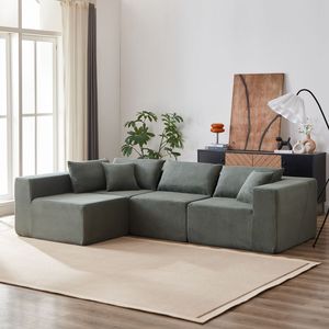 Divano Modulare a L di Lusso in Velluto a Coste da 104 Pollici, Imbottito in Schiuma Compressa, Arredamento per Interni, Divano Imbottito per Soggiorno - Product Image 1