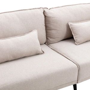 Divano Moderno in Tessuto Beige a 3 Posti per Ufficio e Soggiorno con 2 Gambe in Metallo e Cuscini - Product Image 6