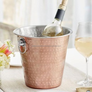 Elegant antique finish metal ice bucket with handles for wine champagne <b>cooling</b> home bar decor use - Product Image 2