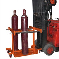 Troli Pengangkut Tabung Gas Baja Tugas Berat OEM untuk Forklift, Gerobak Pengangkut Tabung yang Dapat Dipindahkan dengan Roda Opsional