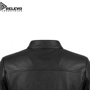 Chaqueta de Motociclista de Cuero Genuino para Hombre, Chaqueta de Cuero Negra con Botones a Presión de Latón, Cierre de Cremallera Asimétrico - Product Image 4