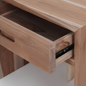 Solid <b>Wood</b> Nightstand Single Drawer Minimalist Bedside Table Natural Timber End Side Stand Bedroom <b>Storage</b> Furniture USA UK UAE - Product Image 4