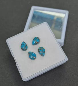 Turquesa azul cobre en forma de pera, cabujón, piedra preciosa suelta para la fabricación de joyas - Product Image 1