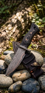 Cuchillo Skinner de Acero de Damasco con Mango de Madera, Hoja de Punta Caída de 0.6mm de Grosor, Herramienta para Exteriores - Product Image 2