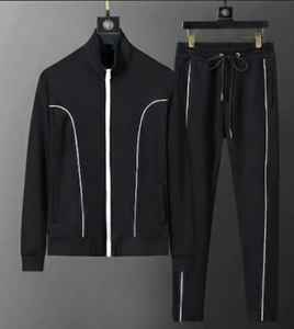 Survêtement Elite Cipher bicolore – Veste à col montant en onyx premium et pantalon à accents verticaux affinés - Product Image 1