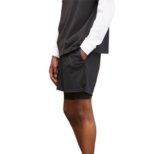 Pantalones Cortos Deportivos para Hombre, Negros, de Malla Elástica, Cintura Media, Transpirables, Tejidos, 100% Poliéster, con Bolsillos - Product Image 3