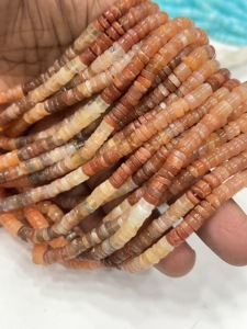 Perles de pierres précieuses de haute qualité pour la fabrication de bijoux, 17 pouces, pierre de lune naturelle multicolore, forme Heishi lisse, taille 6-7 mm - Product Image 5