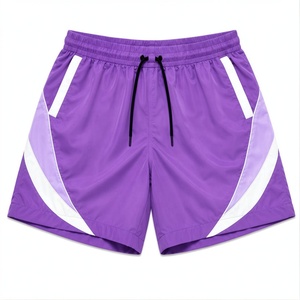 Purple Color Block Summer Logo Tracksuit Hooded <b>Zip</b>-Up Jacket & <b>Shorts</b> Set Sportswear Lounge Training Windbreaker - Product Image 5