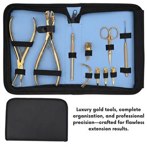 <b>Hair</b> Extension Pliers Set 3 Hole Micro Beads <b>Crimper</b> Beads Removal Tape-In Tool Tail Comb Styling Kit Stainless Steel Commercial - Product Image 4