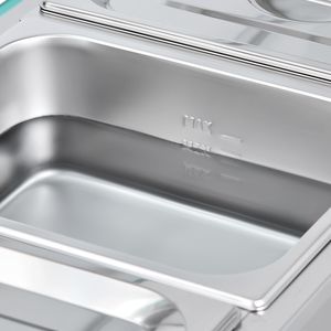 Scaldavivande Elettrico Commerciale 1500W in Acciaio Inox a 3 Vasche, Buffet da Banco con Coperchio in Vetro, Attrezzatura per Mantenere il Cibo Caldo - Product Image 5