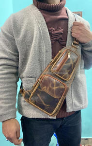 Real Handmade Full Grain Crunch Leather Vintage Cowhide Leather Cycling Sports Crossbody <b>Bag</b> Casual Sling <b>Bag</b> - Product Image 2