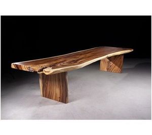 Table à manger rustique en bois de chêne massif, faite à la main, écologique, design moderne et luxueux, stable, polyvalente, en métal, pour villa et hôtel - Product Image 2