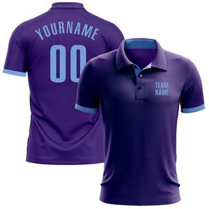 Custom Men's <b>Purple</b> <b>Polo</b> <b>Shirt</b> Short Sleeve Solid Knitted Breathable Heat Transfer Printing Team Name Front Logo - Product Image 2