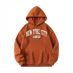 Sweat à capuche zippé coupe classique épais 100% coton, imprimé en relief, polaire, séchage rapide, respirant, streetwear d'hiver, marque privée - Product Image 5