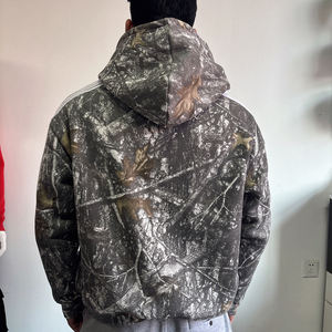 Custom Unisex Baggy Cropped Boxy Side Stripe Embroidery Camo Zip up Hoodies and Sweat Pants Set Sweat Suits Men - Product Image 1
