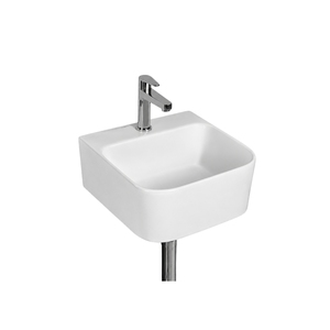 Lavabo Cuadrado Colgante de Pared RIVA, Elegante y Brillante, con Grifo Monomando Cromado, Diseño Minimalista, Fácil de Limpiar, 12L - Product Image 1