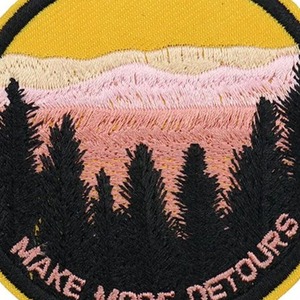 Circular Eco-Friendly Nonwoven Felt Embroidered <b>Patch</b> with Mountain Scene Design-Heart Resin <b>Sew</b>-<b>On</b> Fabric Badge for Hats - Product Image 5