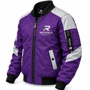 Veste unisexe brodée imperméable gris et noir avec blocs de couleur, col montant, fermeture boutonnée recouverte, en polyester, pour l'hiver - Product Image 3