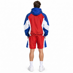 Men Hooded Windbreaker Jacket and Shorts 2 Piece <b>Set</b> 100% Nylon Waterproof Street Style <b>Twin</b> <b>Set</b> Lightweight Men Hooded Short Se - Product Image 4