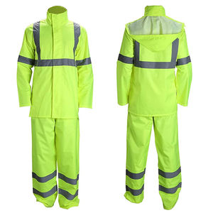 Combinaisons de pluie pour hommes, vêtements de pluie respirants, veste de pluie de sécurité avec doublure intérieure en mesh et poche, pantalon imperméable réfléchissant - Product Image 1