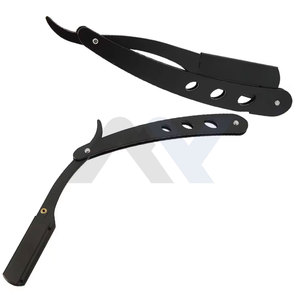 Navaja de Afeitar Plegable Negra Clásica para Hombre, Soporte de Acero Inoxidable para Navaja de Afeitar Recta, para Afeitar el Vello Púbico y Axilar, Navaja de Afeitar Masculina - Product Image 6