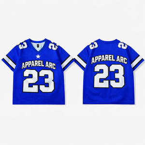 Maillot de football personnalisé en maille bleue, col en V, 23, chemise de sport, OEM, marque privée, vente en gros, fournisseur américain, en vrac - Product Image 1
