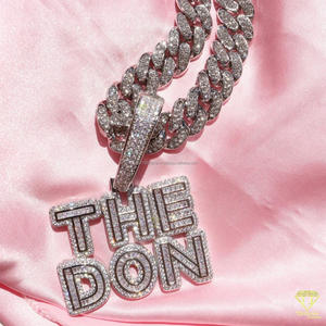 Custom <b>Name</b> Pendant " The Don " Necklace Moissanite Diamond Cuban <b>Chain</b> Hip Hop Jewelry For Men Women - Product Image 5
