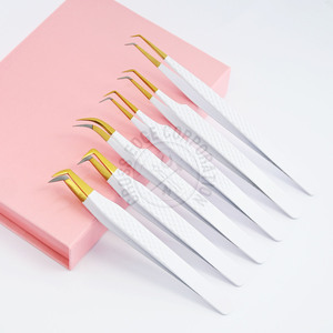 New Style fiber tip lash extension tweezer False Eyelash Curve Tweezers 45 Degree Lash Tweezers Eyelash Mixed Salon Party <b>Tool</b> - Product Image 1