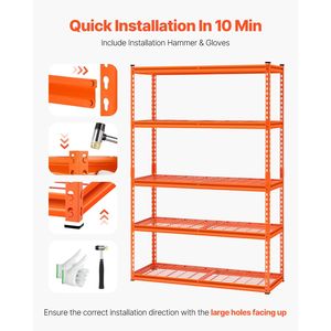 2500 Lbs Heavy Duty 5-Tier Storage <b>Shelves</b> 18\" D X 48\" W X 72\" H Industrial <b>Metal</b> Adjustable Garage Shelving - Product Image 5