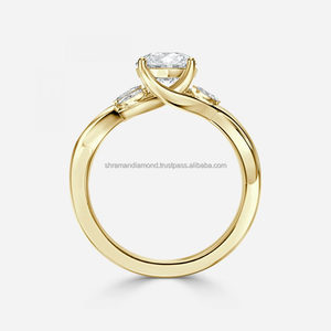 แหวนแต่งงาน/หมั้น/สัญญา ดีไซน์คลาสสิกทันสมัย ชุบโรเดียม ทองคำแท้ 14K ประดับเพชรโมอิสซาไนต์แบบฝังเต็มวง - Product Image 6