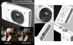 Caméra vidéo exclusive 5K 72MP avec zoom numérique 16x, WiFi/Type-C, 19+ filtres, mode beauté, lumière LED pour diffusion en direct - Product Image 5