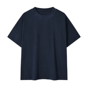2026 Oversized <b>Men's</b> Short Sleeve Cotton Casual <b>Shirt</b> Summer Knitted Plain Dyed <b>Collarless</b> OEM ODM Basic Tee Manufacturer - Product Image 1