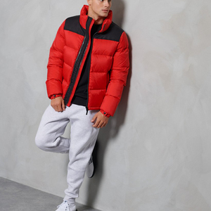 Wholesale Men's Puffer <b>Jacket</b>-<b>Canvas</b> Fabric Stand Collar Front Logo Polyester Filled Breathable & Windproof Outerwear - Product Image 5