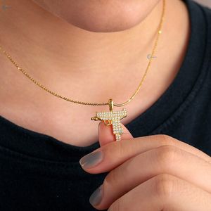 จี้เพชรปลอมรูปปืนแบบขายส่ง ประดับเพชรแบบไมโครเพฟ สไตล์ฮิปฮอป สร้อยคอรูปปืน ผลิตจากโรงงานโดยตรง รับผลิตตามแบบ OEM - Product Image 6