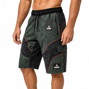 Shorts en coton délavé vintage pour hommes, taille élastique, décontractés, pour la gym, le sport, la course et l'entraînement, avec options OEM ODM - Product Image 5