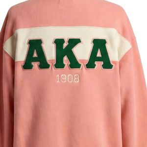 เสื้อสเวตเตอร์คอกลมสีชมพูผู้หญิง เสื้อพูลโอเวอร์กราฟิกคอสีเขียว แขนยาว แฟชั่นลำลอง เสื้อสไตล์อัลฟ่า - Product Image 5