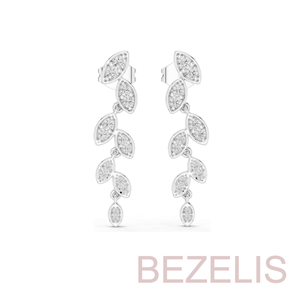 Pendientes Colgantes de Oro Amarillo para Mujer, Diseño de Hoja y Enredadera, Diamante de Corte Brillante Redondo, Joyería Clásica Fina al por Mayor - Product Image 4