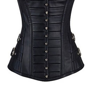 Corsé Gótico de Cuero PU para Mujer con Cierre de Cremallera, Impermeable, Cuello en V, Color Sólido, Prenda Exterior Informal con Bolsillos - Product Image 2
