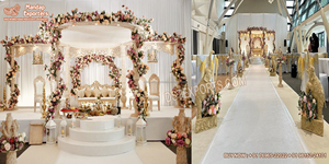 Estilo real al aire libre boda Mandap decoración tradicional estilo Rajwada oro al aire libre boda Mandap boda estilo dorado Mandap Set - Product Image 6