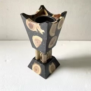 Brûleur d'encens en bois et résine époxy écologique, design religieux, courbes artistiques, finition brillante, parfait pour un luxe moderne - Product Image 3