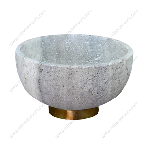 Refine Stone Supply - Cuenco de Piedra de Mármol Natural con Diseño OEM Personalizado, Mesa de Comedor de Piedra para Hotel, Cuencos de Mármol Travertino con Base Dorada - Product Image 2