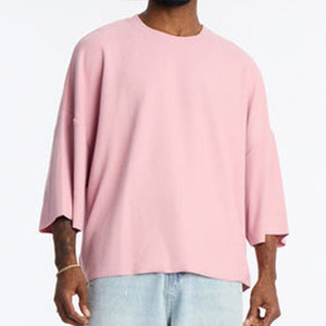 T-shirt unisexe à col rond et manches longues, de bonne qualité, 100% coton, coupe ample et carrée, style streetwear, marque privée, fournisseur OEM ODM - Product Image 4