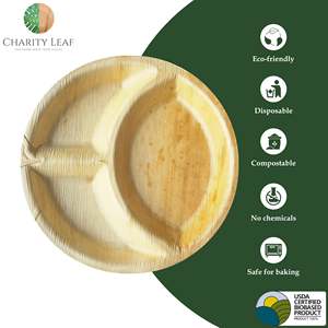 Piatto Rotondo Monouso da 10 Pollici con 3 Scomparti in Foglia di Palma Naturale - Product Image 5