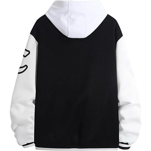 Trendy Custom Oversized Graphic Varsity <b>Jacket</b> for <b>Men</b> – Black & <b>White</b> High-Contrast - Product Image 6