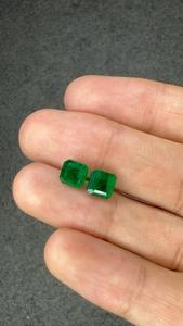 Paire de pierres précieuses en émeraude naturelle de Zambie de 2,81 carats, taille carrée octogonale, vert vif, pierres précieuses en vrac pour bijoux fins, bague, boucles d'oreilles - Product Image 4